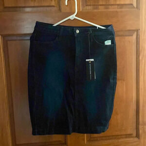 Just black brand new with tags jean skirt 21” length